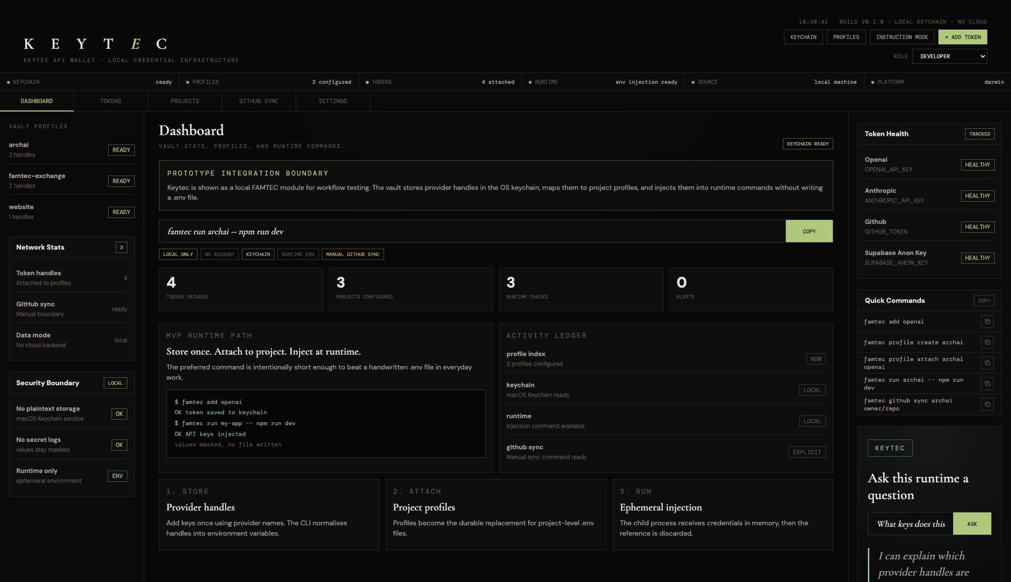 Keytec desktop dashboard