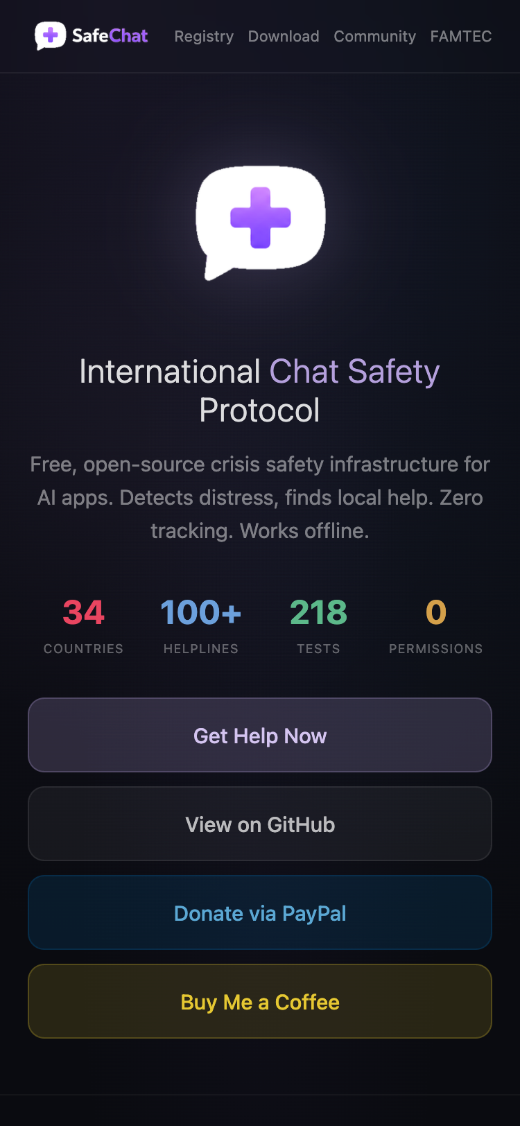 SafeChat — Homepage